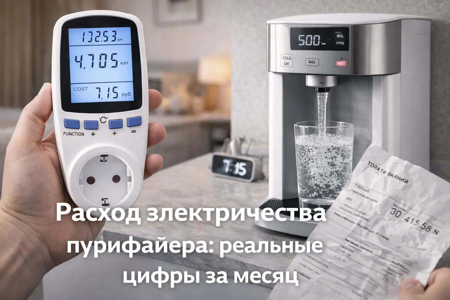 Расход электричества пурифайера: реальные цифры за месяц